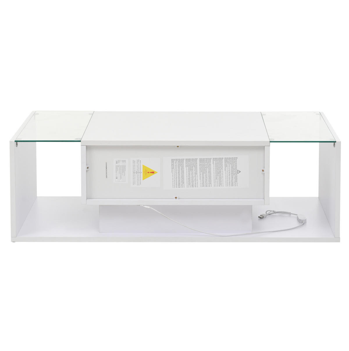 COUCHTISCH 100/50/31 cm mit Schublade, LED-Beleuchtung und gehärtetem Glas, Hochglanz, Weiß - Weiß, Holzwerkstoff (100/50/31cm) - Redom
