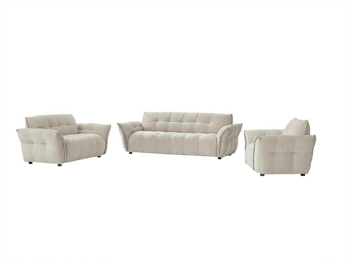 COUCHGARNITUR mit Sessel - 6 Personen - stoff - beige Napizo - Beige, Holz/Textil (120/79/89cm) - Vente-Unique