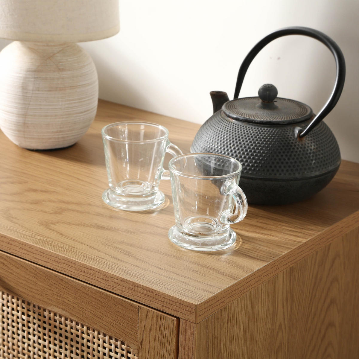 NACHTTISCH mit Rattanfront, Schublade und einem Regal H50 cm - JAYA - Apfelbaumfarben, Holzwerkstoff (35/50/45cm) - Calicosy