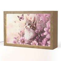 NACHTTISCHLAMPE Kätzchen - Blumen - Schmetterlinge - Lila 30x20 cm - Altrosa, Holzwerkstoff (8/30/20cm)