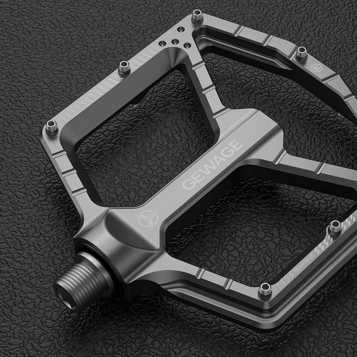 FAHRRADPEDALE CNC-Aluminium ultraflach mit 14 Anti-Rutsch-Pins - Grau, Metall (11/1.5/12cm)