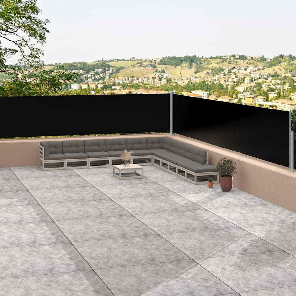 SEITENMARKISE Ausziehbar Schwarz 117x1200 cm - Schwarz, Textil (1200/117/1200cm) - furnicato