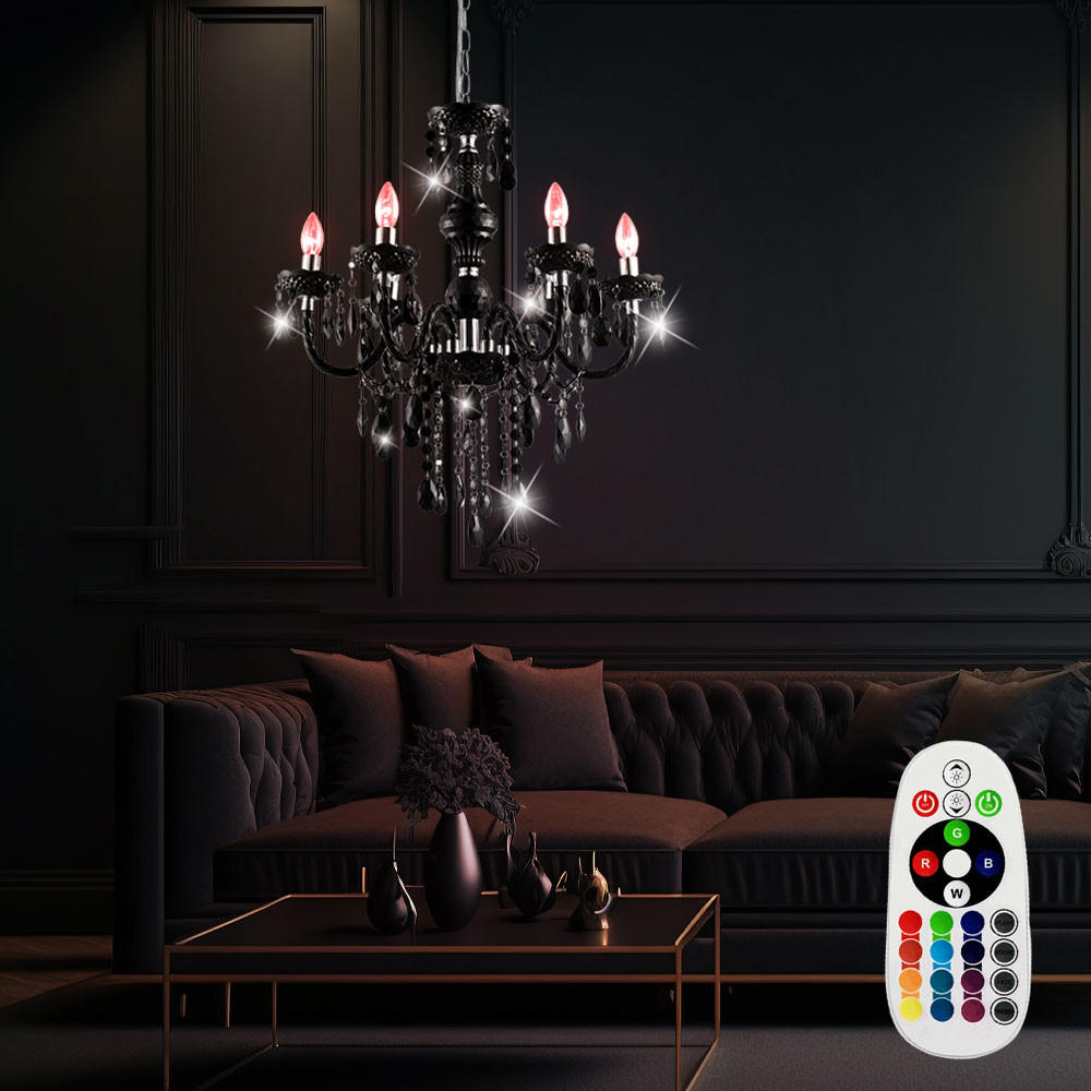 LED KRONLEUCHTER CUIMBRA Schwarz Kristalloptik - Schwarz, Metall (57/57/166cm)