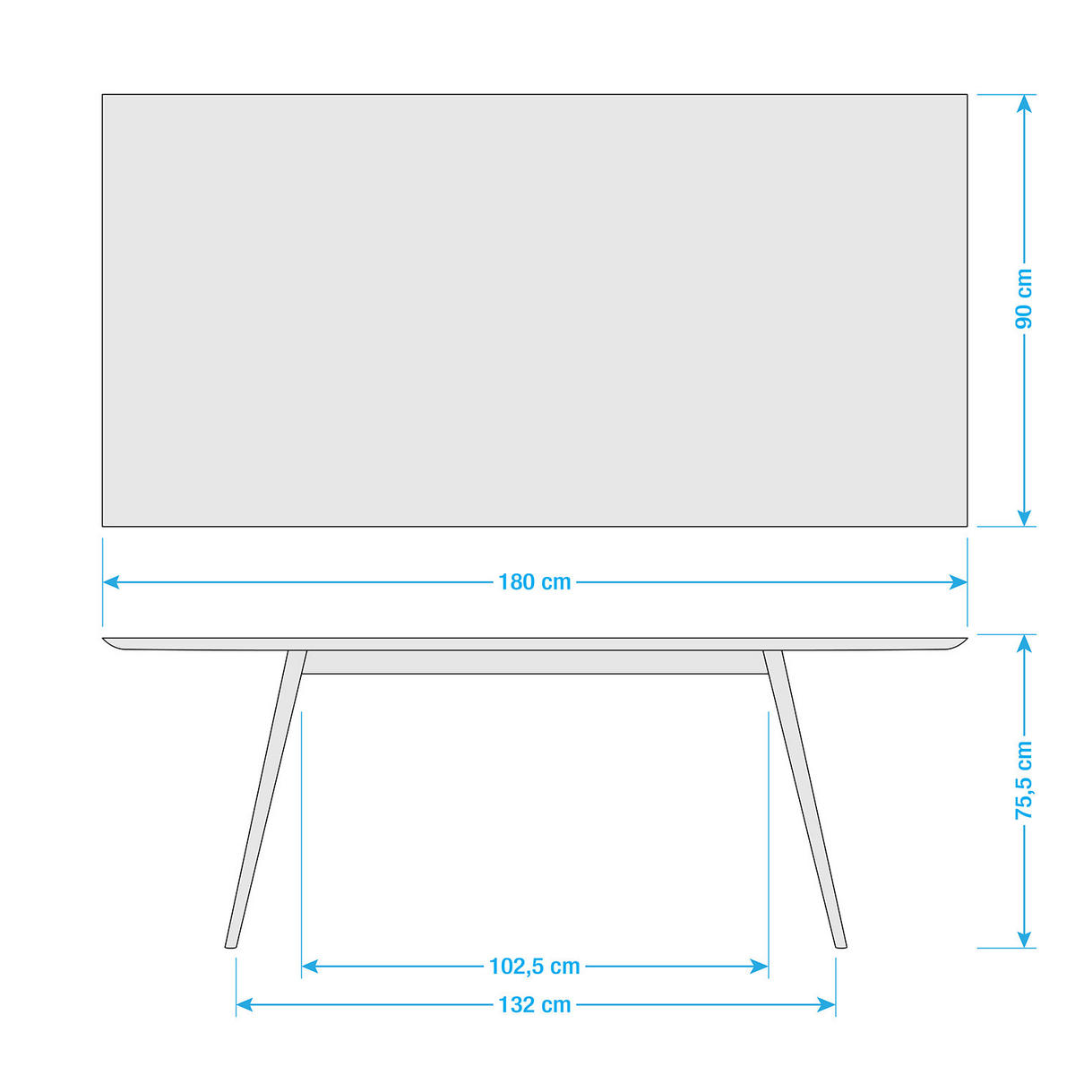 ESSTISCH - Eiche teilmassiv / Linoleum - Petrol/Eiche Artisan, Holzwerkstoff (90/180/75cm) - home24
