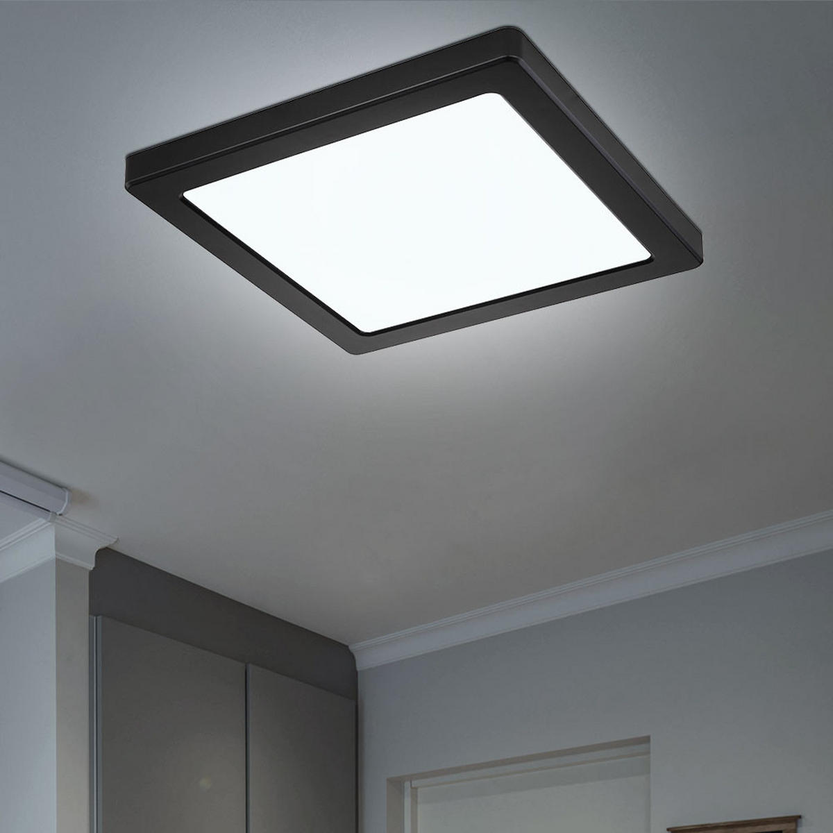 LED DECKENLEUCHTE Lasse Kunststoff Schwarz - Schwarz, Kunststoff (21.7/21.7/1.7cm)