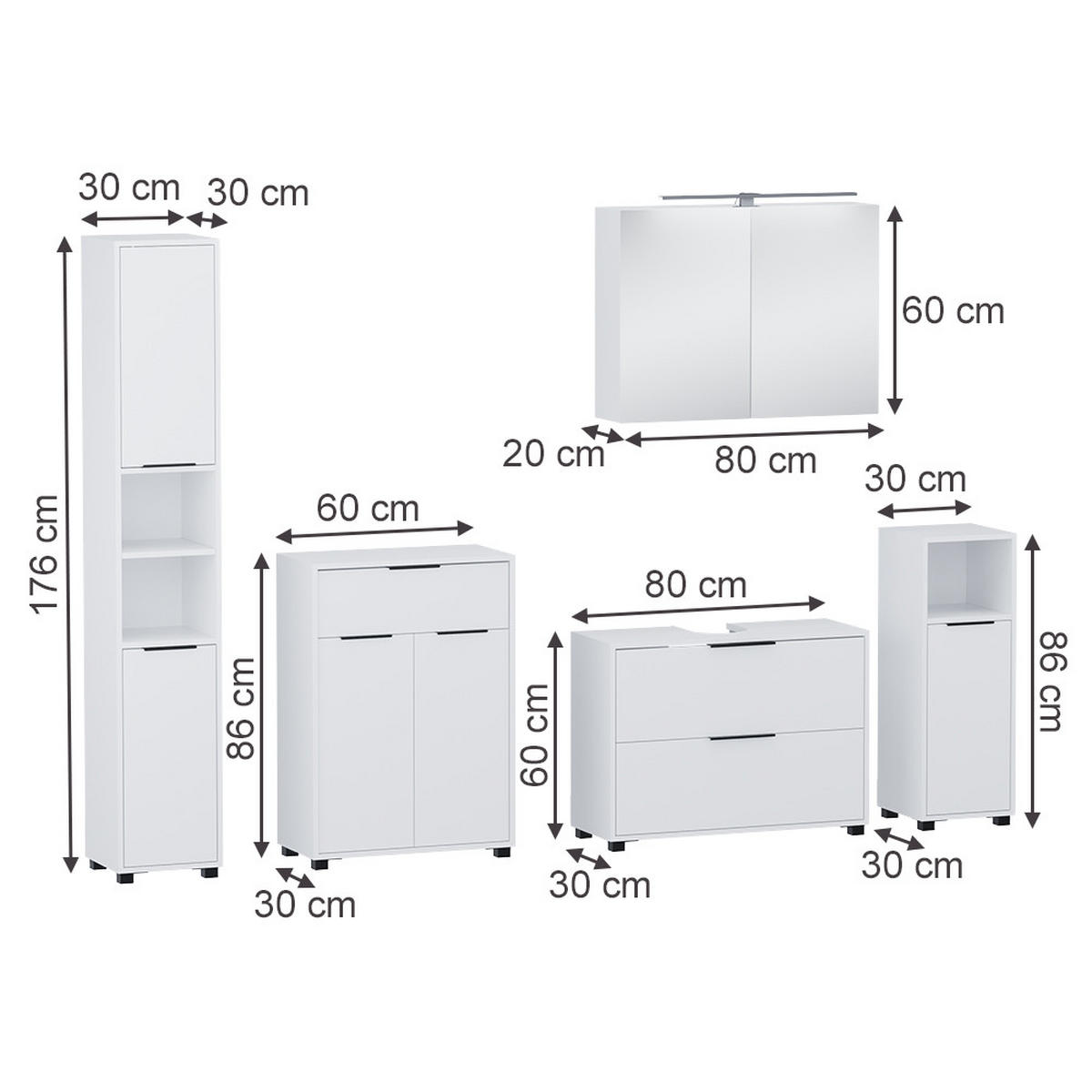KOUPELNOVÝ NÁBYTEK Alina Bílá - bílá, kompozitní dřevo (80/60/30cm) - Vicco