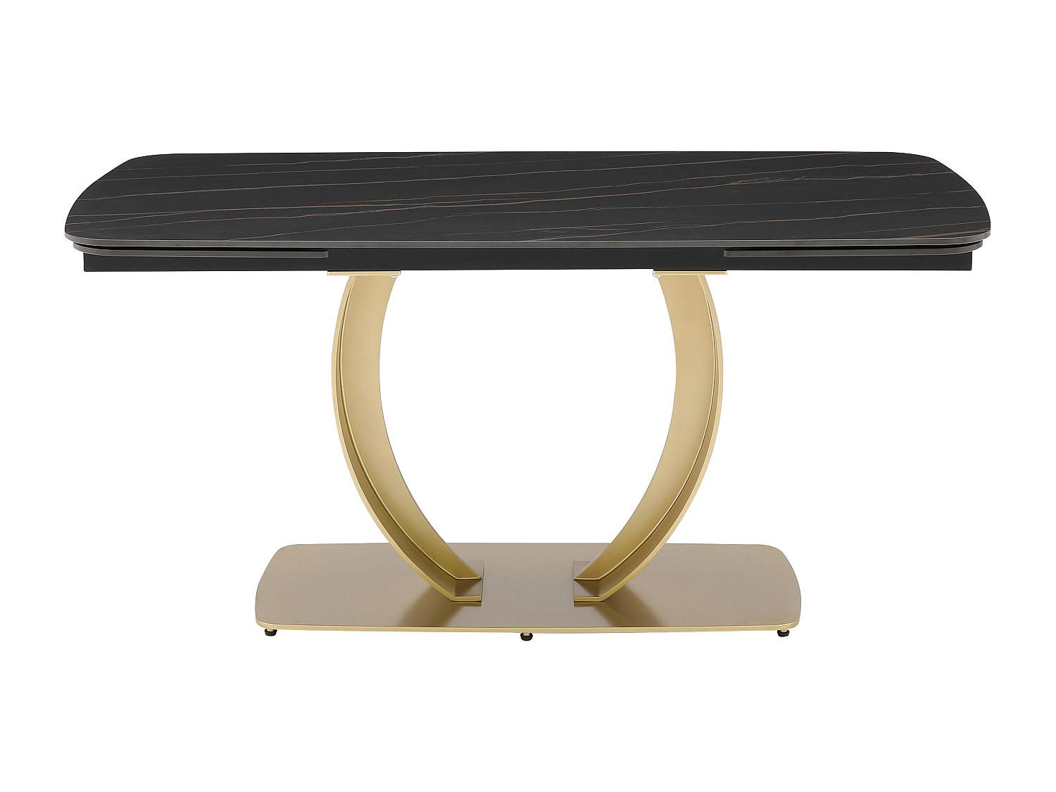 AUSZIEHBARER Tisch - 6 Personen, 8 Personen, 10 Personen - Keramik - Schwarz, Goldfarben - - Goldfarben/Schwarz, Keramik (90/200/76cm) - Vente-Unique