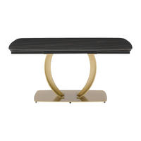 AUSZIEHBARER Tisch - 6 Personen, 8 Personen, 10 Personen - Keramik - Schwarz, Goldfarben - - Goldfarben/Schwarz, Keramik (90/200/76cm) - Vente-Unique