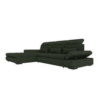 ECKSOFA Toscana Plus Velours inkl. Schlaffunktion - Olivgrün, Textil (179/300cm) - 99rooms