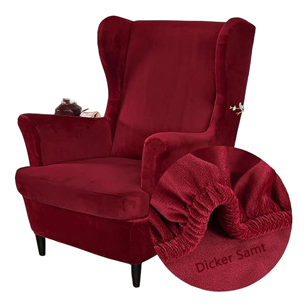 OHRENSESSEL ÜBERZUG Einfarbig Samt 2-Teilig - Weinrot, Textil (92/80cm) - Kaket