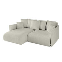 ECKSOFA mit Schlaffunktion und Bettkasten ONESK-L 208x165x40 Hellgrau Cord - Hellgrau, Holzwerkstoff/Kunststoff (208/165cm) - ALTDECOR