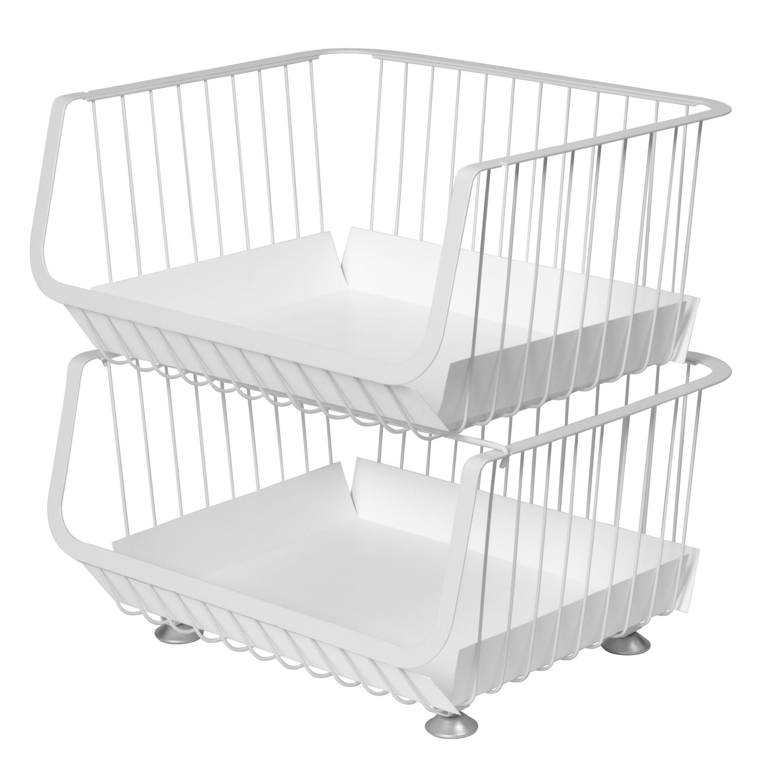 AUFBEWAHRUNGSKÖRBE, weiß, Metall, Kunststoff - Weiß, Metall (42/43.5/36cm) - bremermann