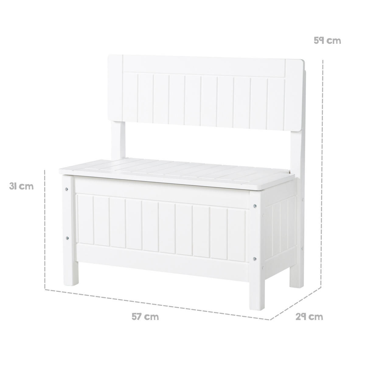 KINDERTRUHENBANK - Weiß, Holzwerkstoff (57/58.5/30cm) - Roba
