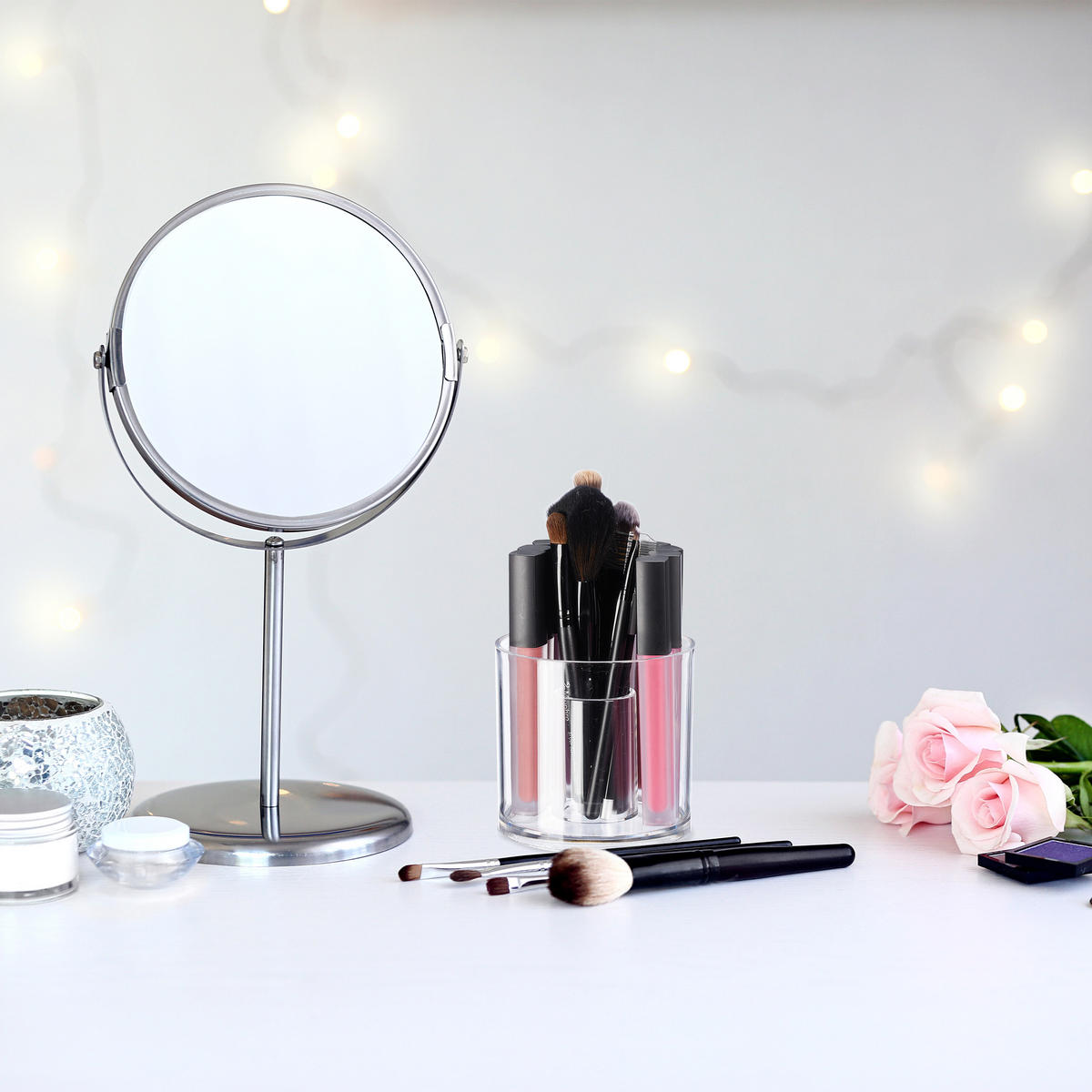 3XWATTEPADHALTER - Transparent, Holz/Kunststoff (10/9.5/10cm) - Relaxdays