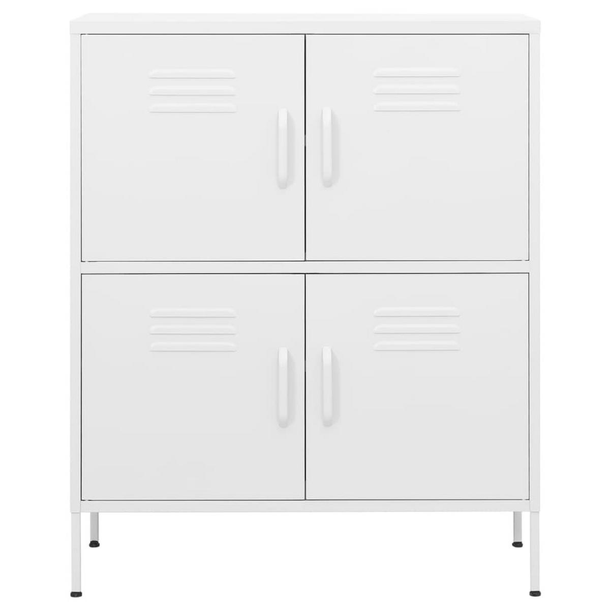 SIDEBOARD mit 4 Türen, 80/35/101,5 cm, aus Stahl, in Weiß - Weiß, Metall (80/101.5/35cm) - vidaXL