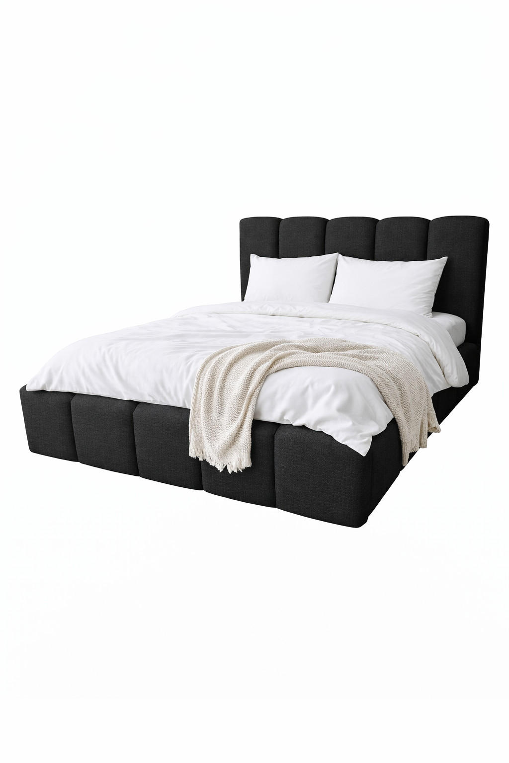 POLSTERBETT CLOUDY mit Bettkasten 180x200,Doppelbett,Lattenrost,Boxspringbett-Optik,ohne Matratze,Schlafzimmer-Schwarz - Schwarz, Holz (180/200cm) - Furnistar