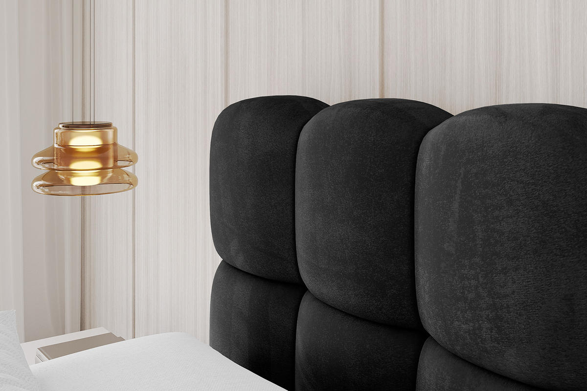 POLSTERBETT mit Bettkasten, Fußteil und Lattenrost, Bett mit Matratze H3/H4 - LEYA-Z 120x200 Schwarz - Schwarz, Holzwerkstoff/Textil (120/200cm) - ALTDECOR