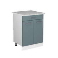 UNTERSCHRANK R-Line Blau-Grau 60 cm mit Schubladen - Blaugrau/Weiß, Holzwerkstoff (60/81.6/60cm) - Vicco