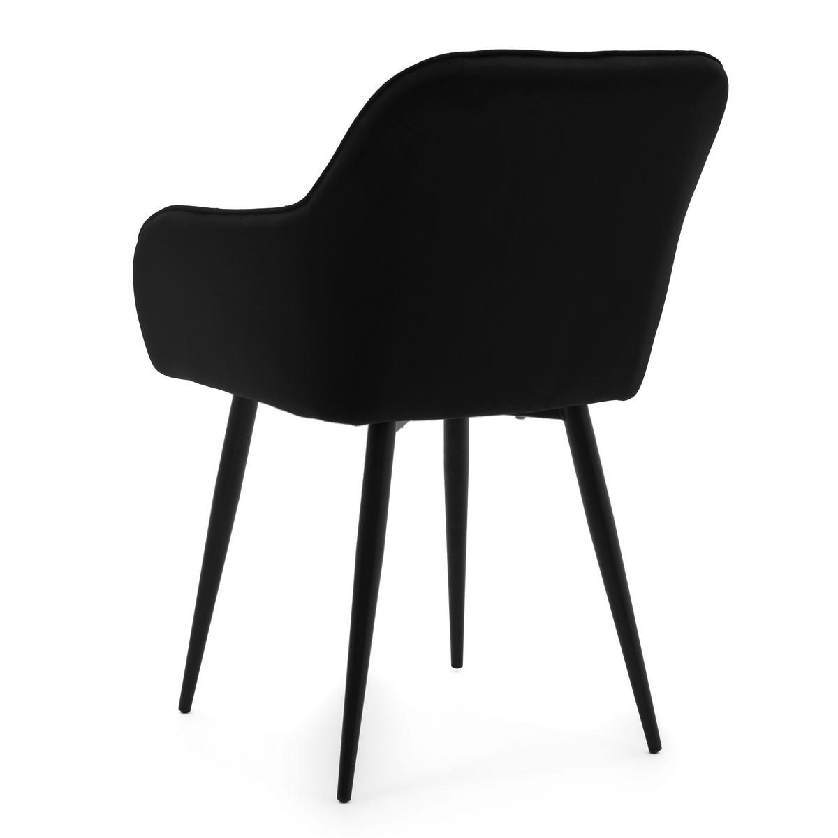 STUHL LAGO gespolsterter mit Steppung - schwarz - Samt Velours - Schwarz, Textil/Metall (58/85/60cm) - NEW HOME