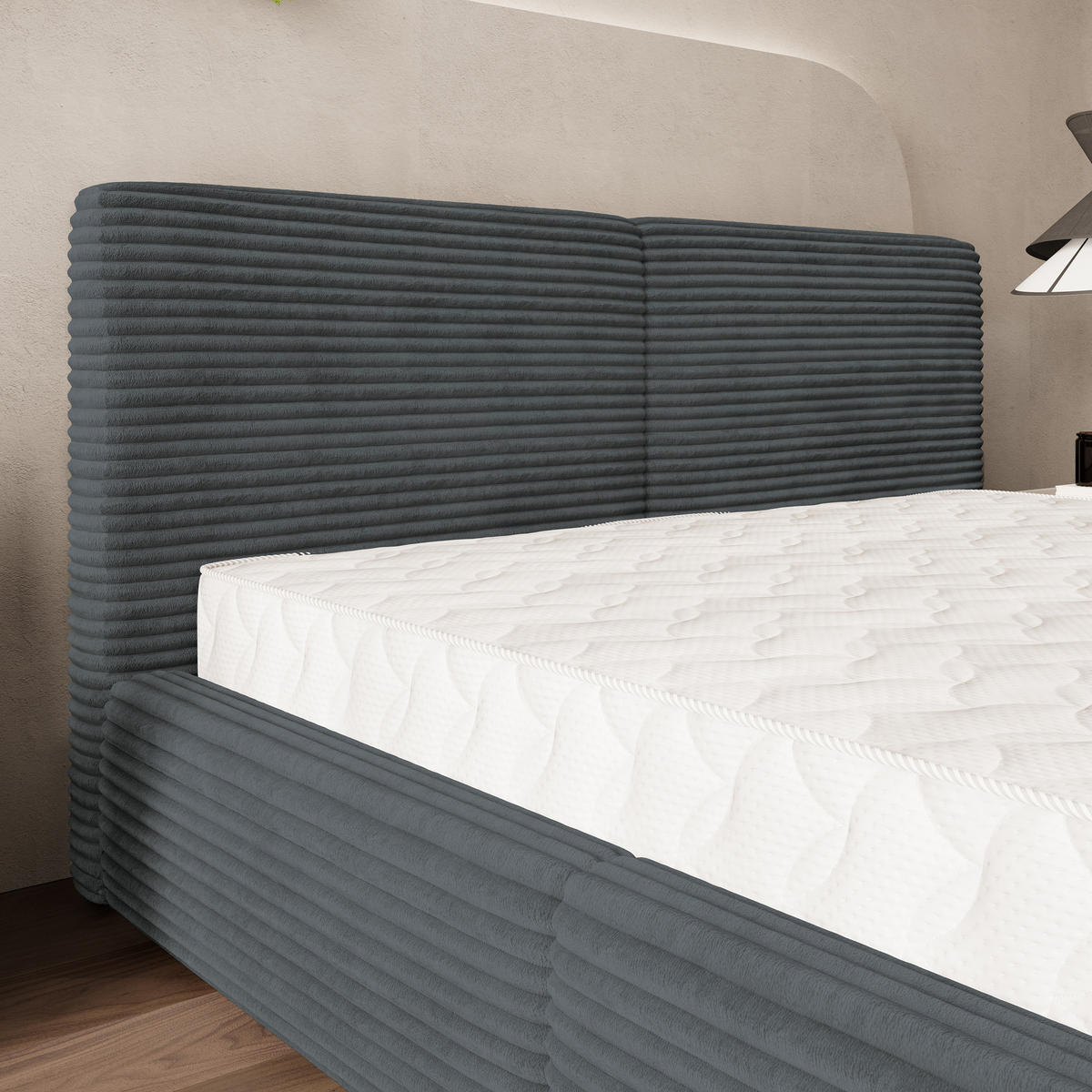 POLSTERBETT FELURO 140x200 cm mit Bettkästen - Grau - Grau, Holz (140/200cm) - MASSENO