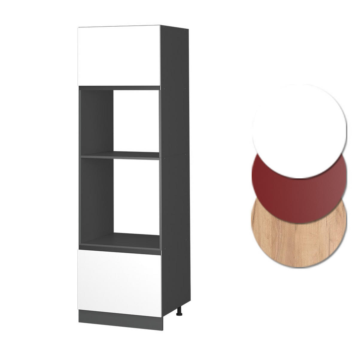 MIKROWELLENSCHRANK R-Line Weiß 60 cm J-Shape - Anthrazit/Weiß, Holzwerkstoff (60/206.8/57.2cm) - Vicco