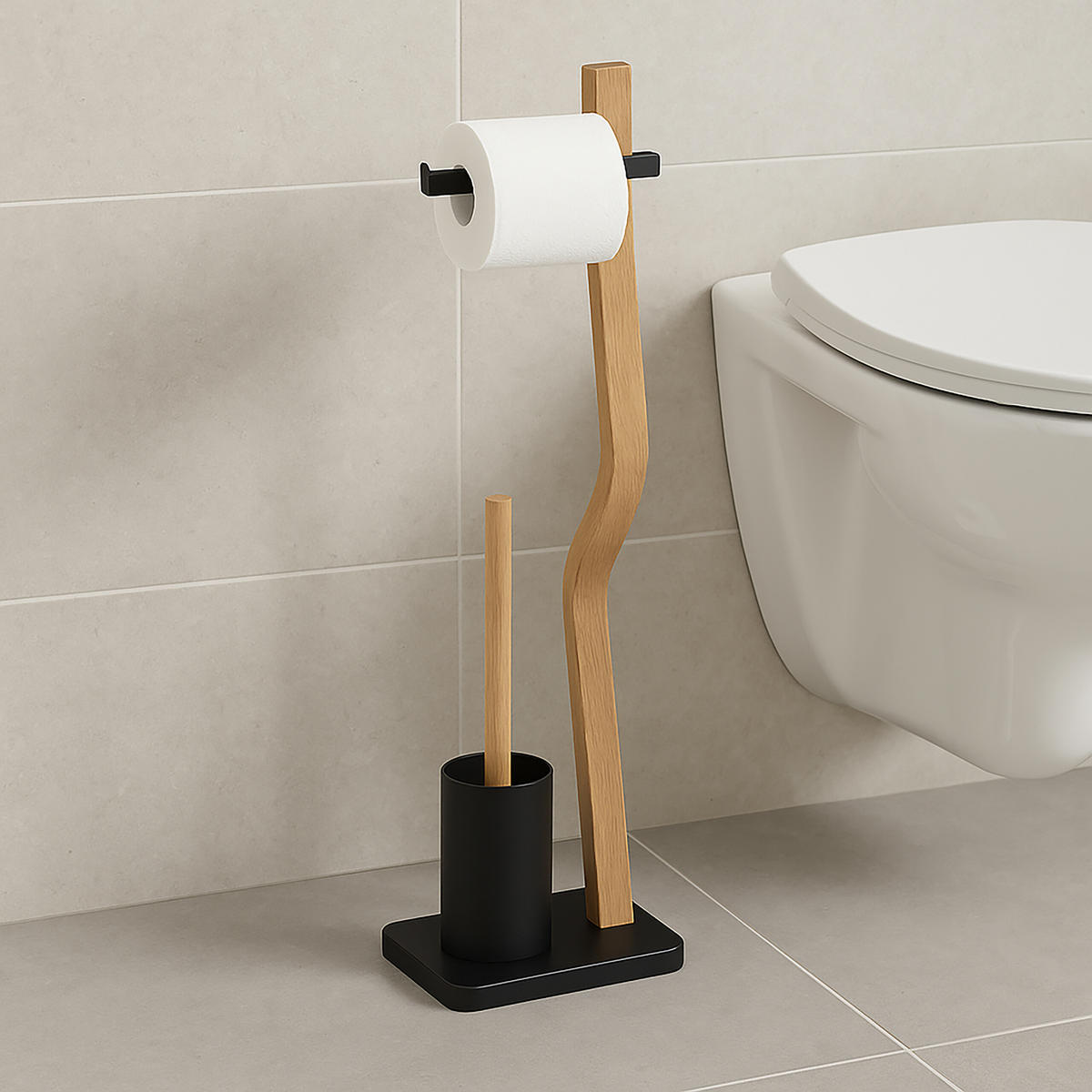 WC Garnitur - Multicolor, Holz/Kunststoff (22.8/75.5/18cm) - Relaxdays