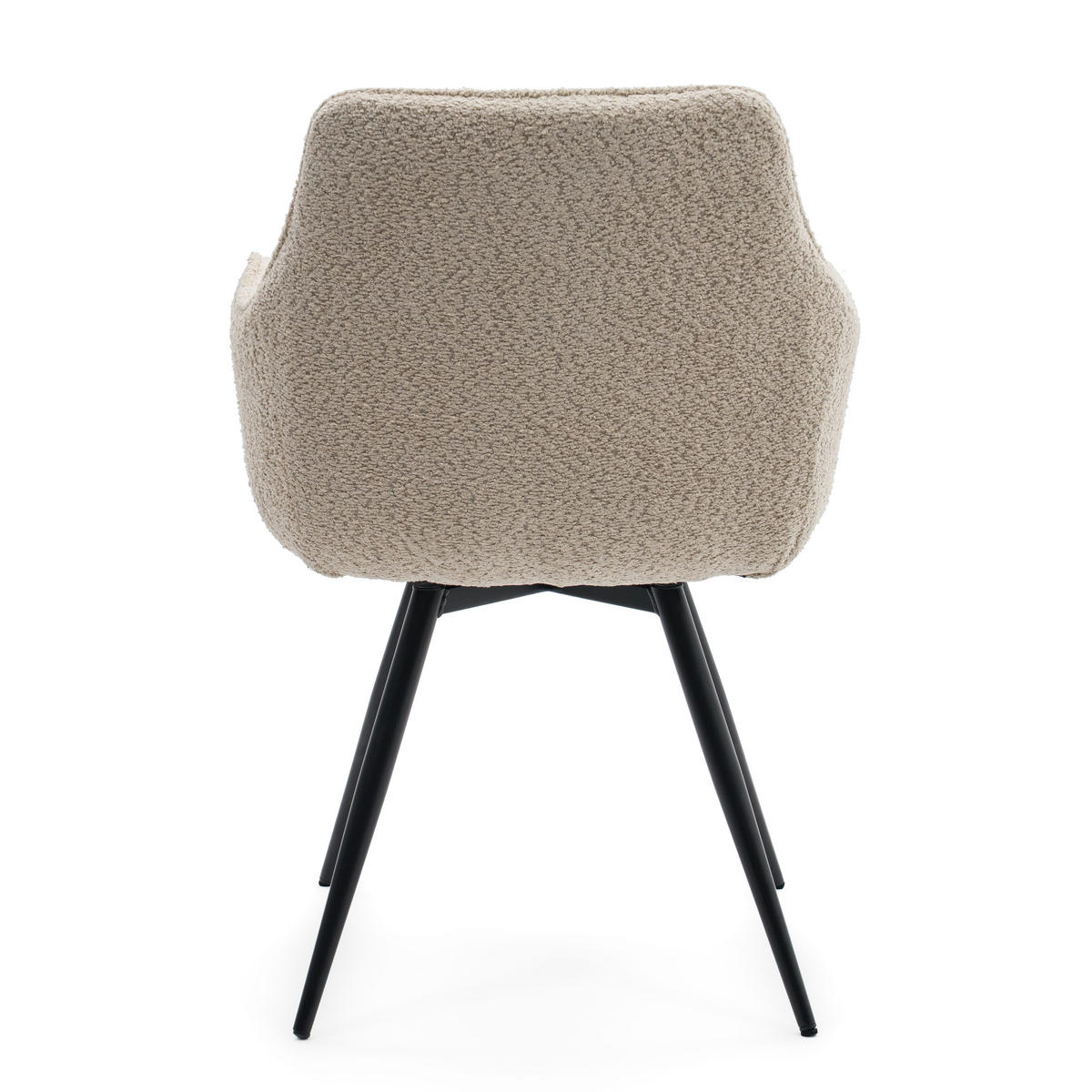 STUHL QUATTRO drehbar gepolsterter mit Steppung - hellbeige - Boucle - Ecru/Schwarz, Textil/Metall (58/86/60cm) - NEW HOME