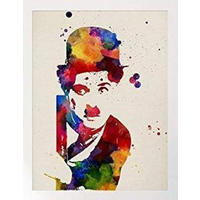 POSTER Charlie Chaplin A4 Schwarzer Rahmen - Schwarz, Papier (29.7/5/21cm) - Nacnic
