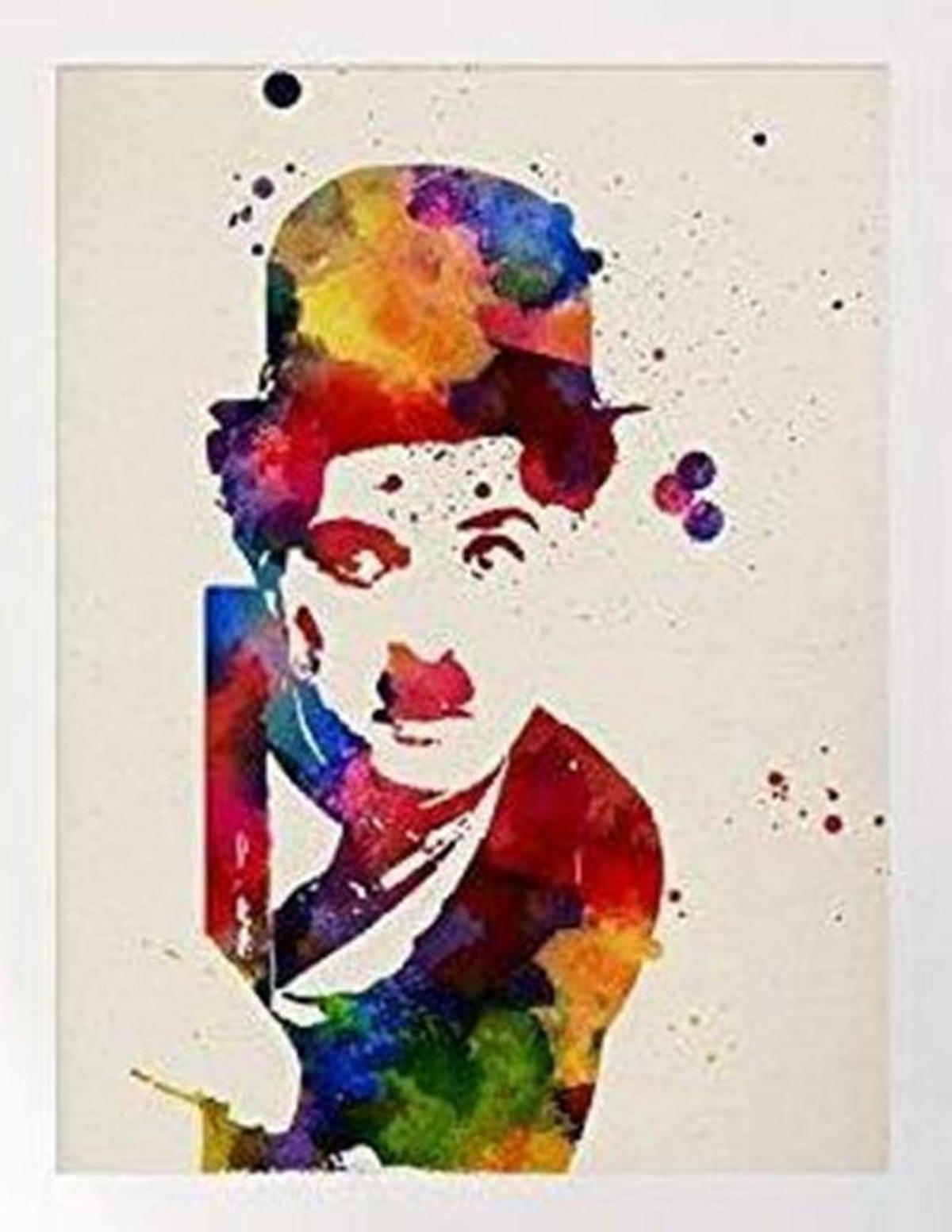 POSTER Charlie Chaplin A4 Schwarzer Rahmen - Schwarz, Papier (29.7/5/21cm) - Nacnic