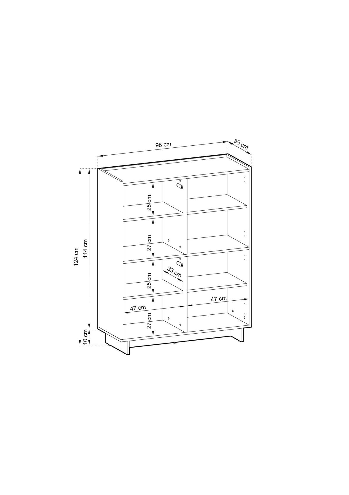 HIGHBOARD SUNA 98 cm (Karamell Eiche, Push to Open) - Eichefarben, Holz/Holzwerkstoff (98/124/39cm) - Ravio