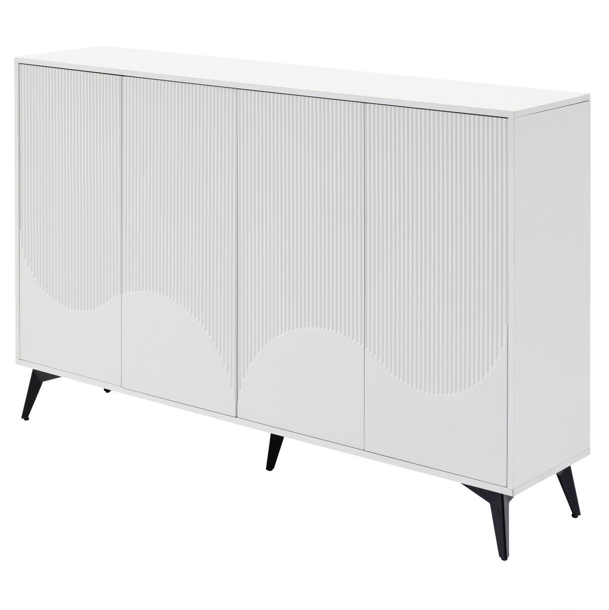 SIDEBOARD 160/35/100 cm in Weiß mit 4 Türen und verstellbaren Einlegeböden - Weiß, Holzwerkstoff (160/100/35cm) - BEAOK