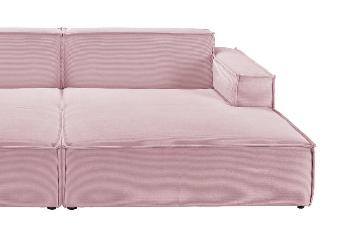 BIG SOFA SAMU Pink Cord - Pink/Schwarz, Textil (256/72/168cm) - KAWOLA