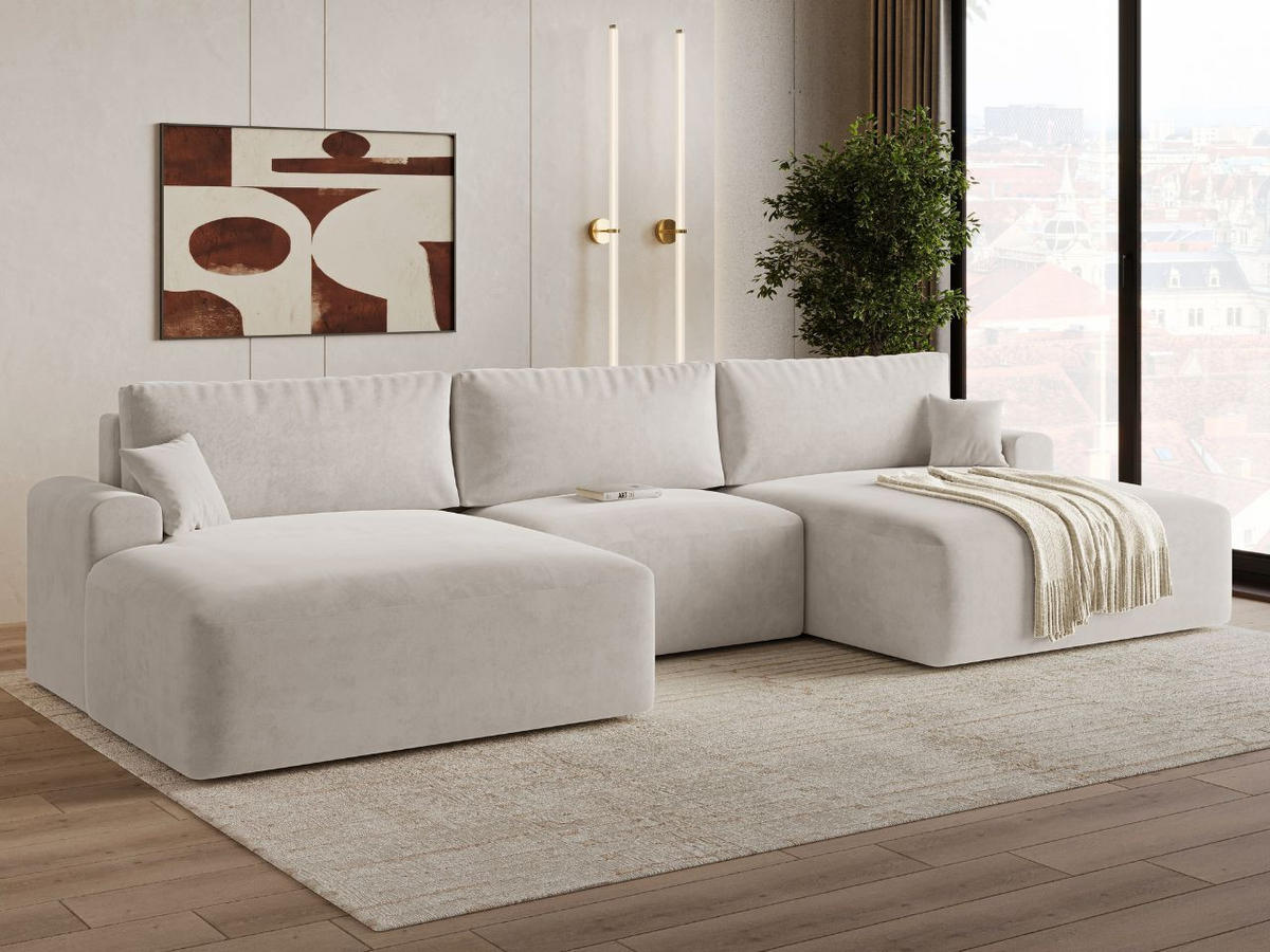 ECKSOFA U Serene Ecru - Ecru, Holz/Textil (391/145cm) - Graingold