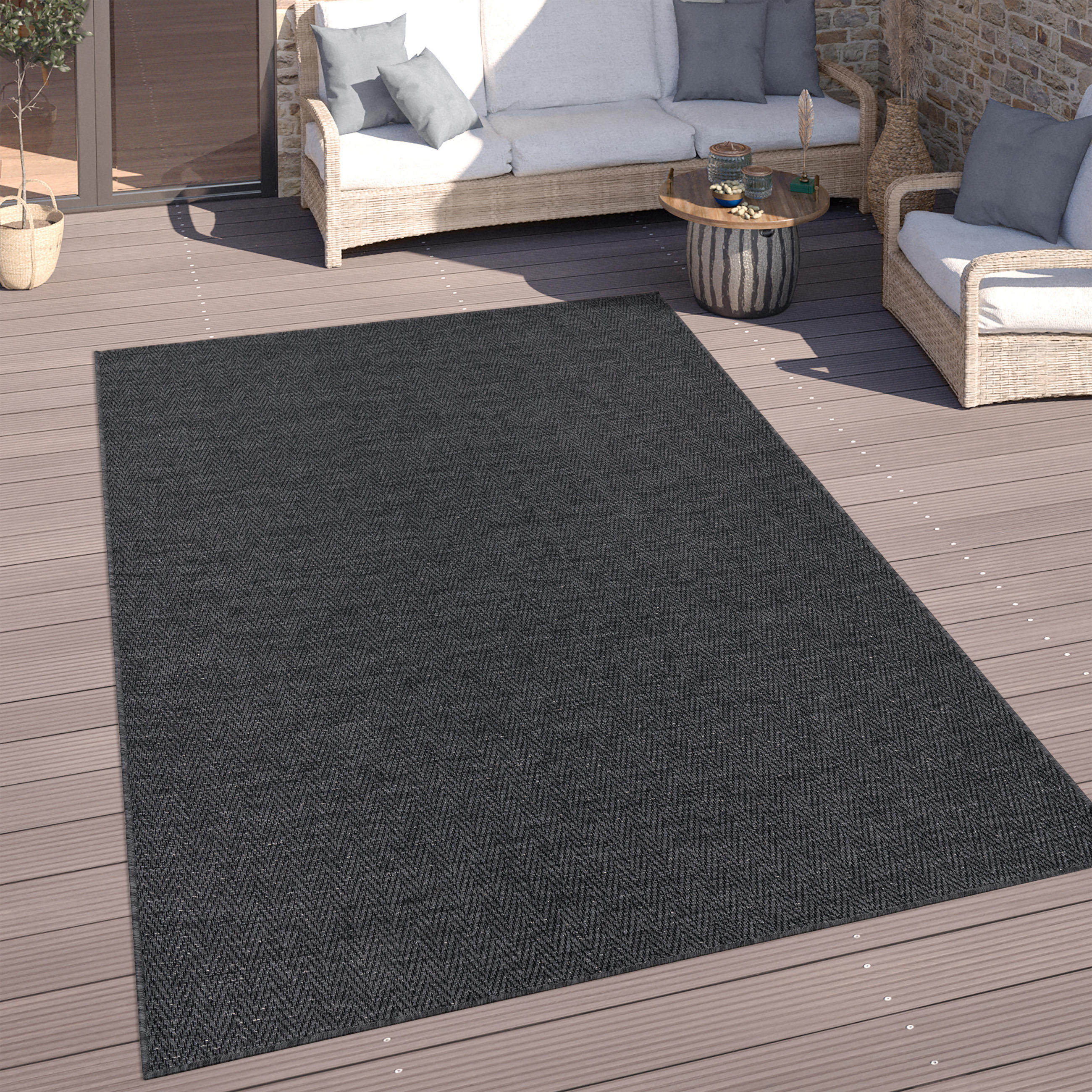 OUTDOORTEPPICH 160/220 cm Luca 421 - Anthrazit, Textil (160/220cm) - Paco Home