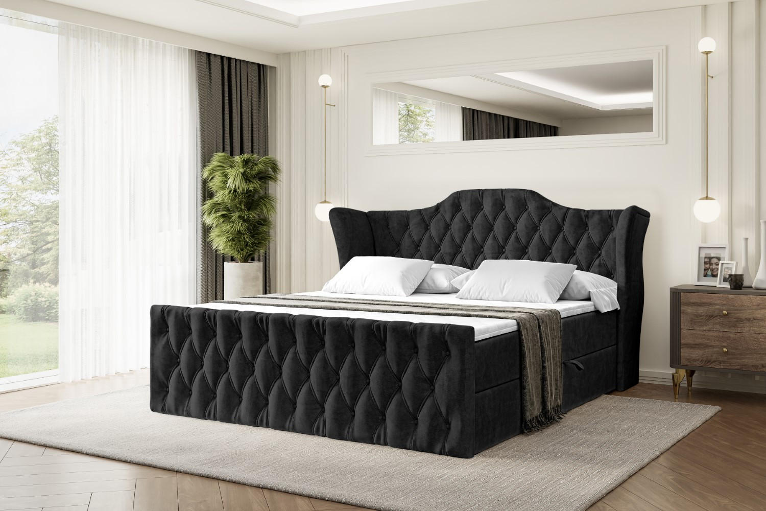 BOXBETT VILA-Z - 120x200 cm - H3 - Schwarz - Schwarz, Holzwerkstoff (120/200cm) - ALTDECOR