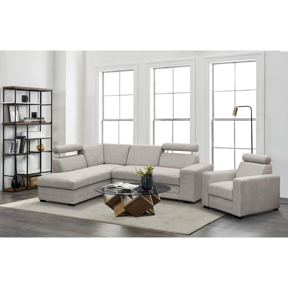 ECKSCHLAFSOFA Roma beige links - Beige/Schwarz, Textil (250/205cm) - Beautysofa