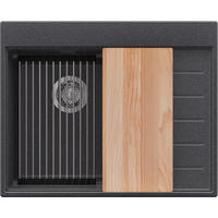 SPÜLBECKEN Sydney, 2-er set Anthrazit 62/50 cm 1 Becken + Ablauf-Set + Küchenzubehörset ab 40er Unterschrank - Chromfarben/Anthrazit, Kunststoff (62/20/50cm) - Primagran