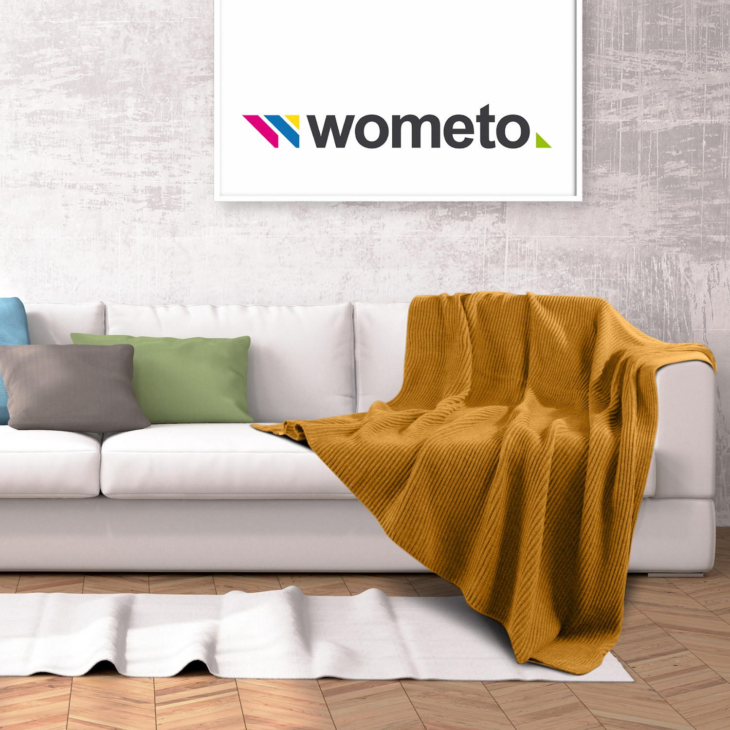 STRICKDECKE eco-line gelb 140/190 cm aus 60% recycelten Materialien - Gelb, Textil (140/190cm) - wometo