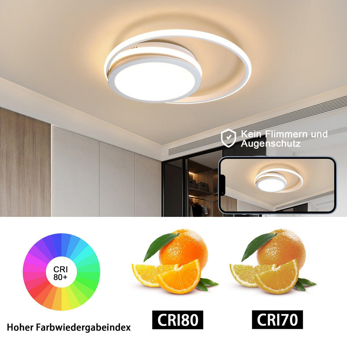 LED-DECKENLEUCHTE Bruno 47/47/7 cm - Weiß, Metall (47/47/7cm) - Nettlife
