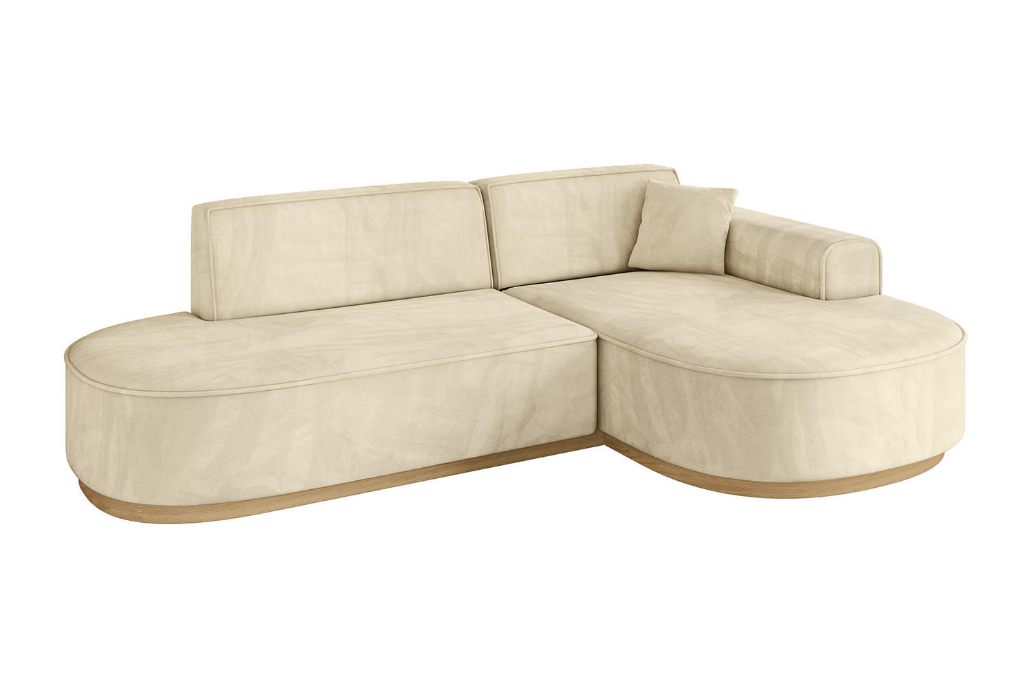 ECKSOFA Ottomane Rechts MARI-L1-v2 - 243x171x83 cm Beige Velours - Beige, Holzwerkstoff/Textil (171/243cm) - ALTDECOR
