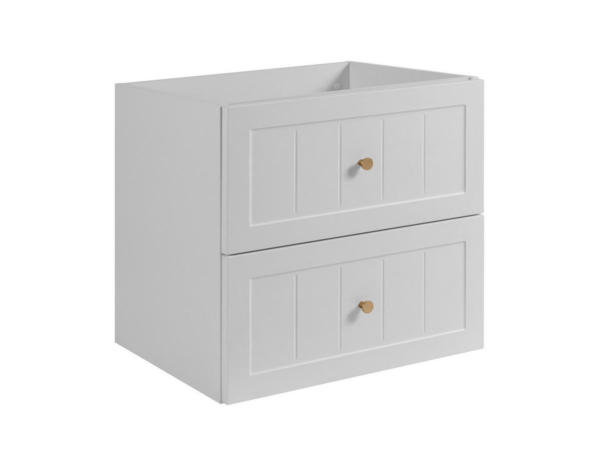 WASCHTISCHUNTERSCHRANK im klassischen Stil, weiß, 60 x 57 x 46 cm - Goldfarben/Weiß, Holzwerkstoff (60/57/46cm) - 3XE LIVING