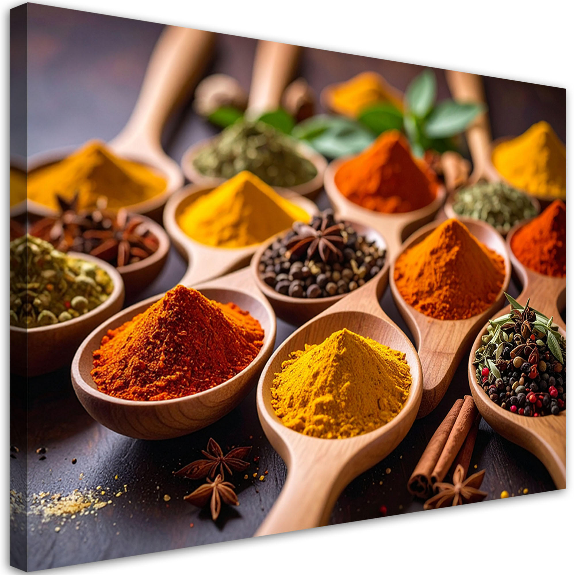LEINWANDBILD Bunte Gewürze 100x70cm - Multicolor, Textil (100/70cm) - Feeby