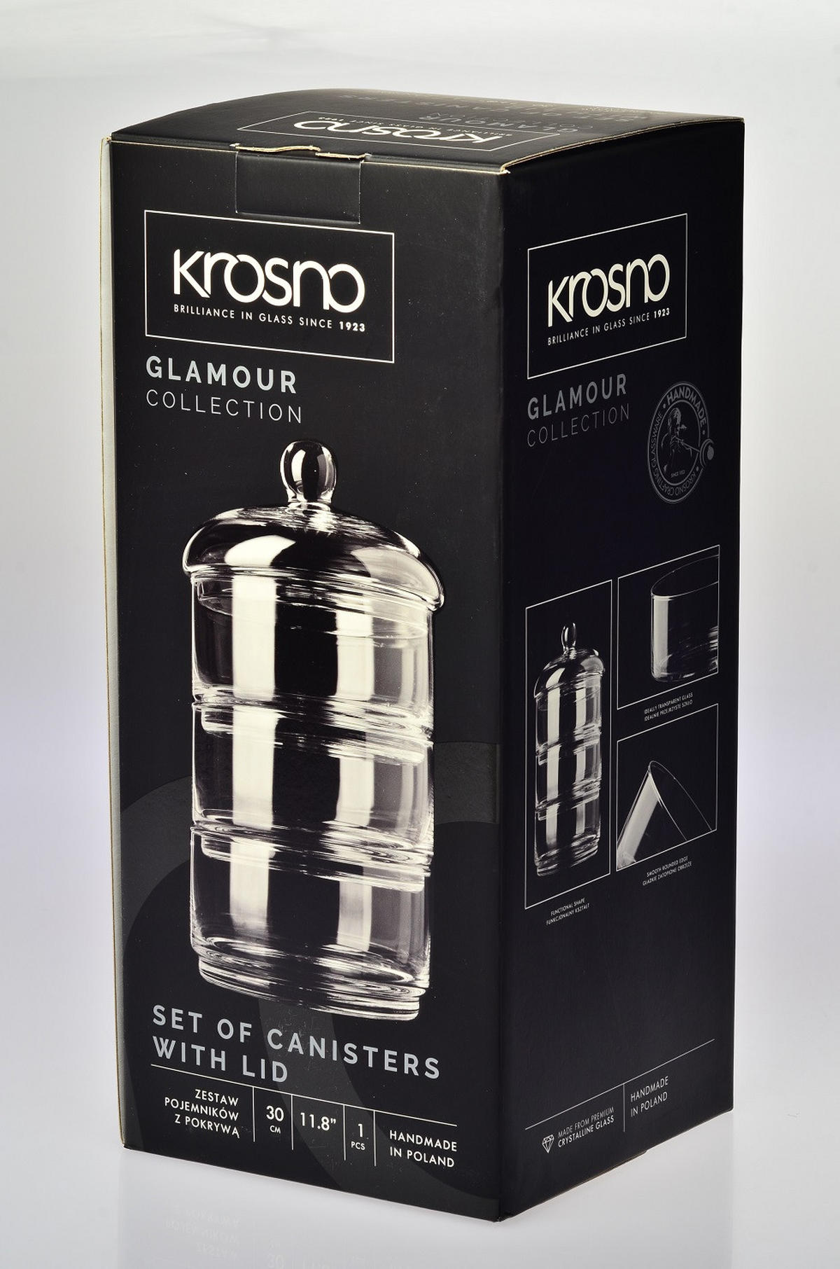 GLASBEHÄLTER MIT DECKEL, 3er-Set, Handgemacht - Transparent, Glas (15.4cm) - Krosno Glass