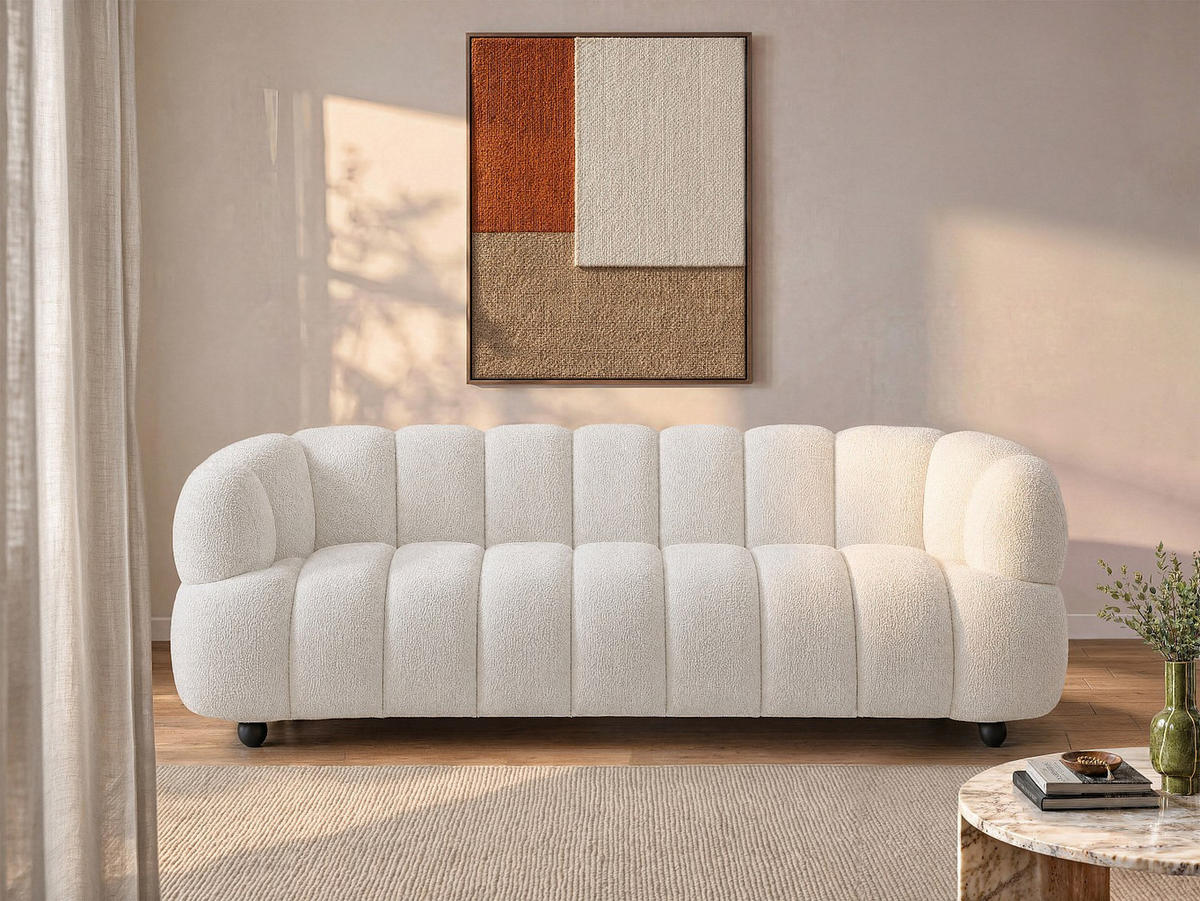 SOFA - 4 Personen - stoff - gebrochenes weiß Coliani - Weiß, Holz/Textil (250/73/94cm) - Vente-Unique