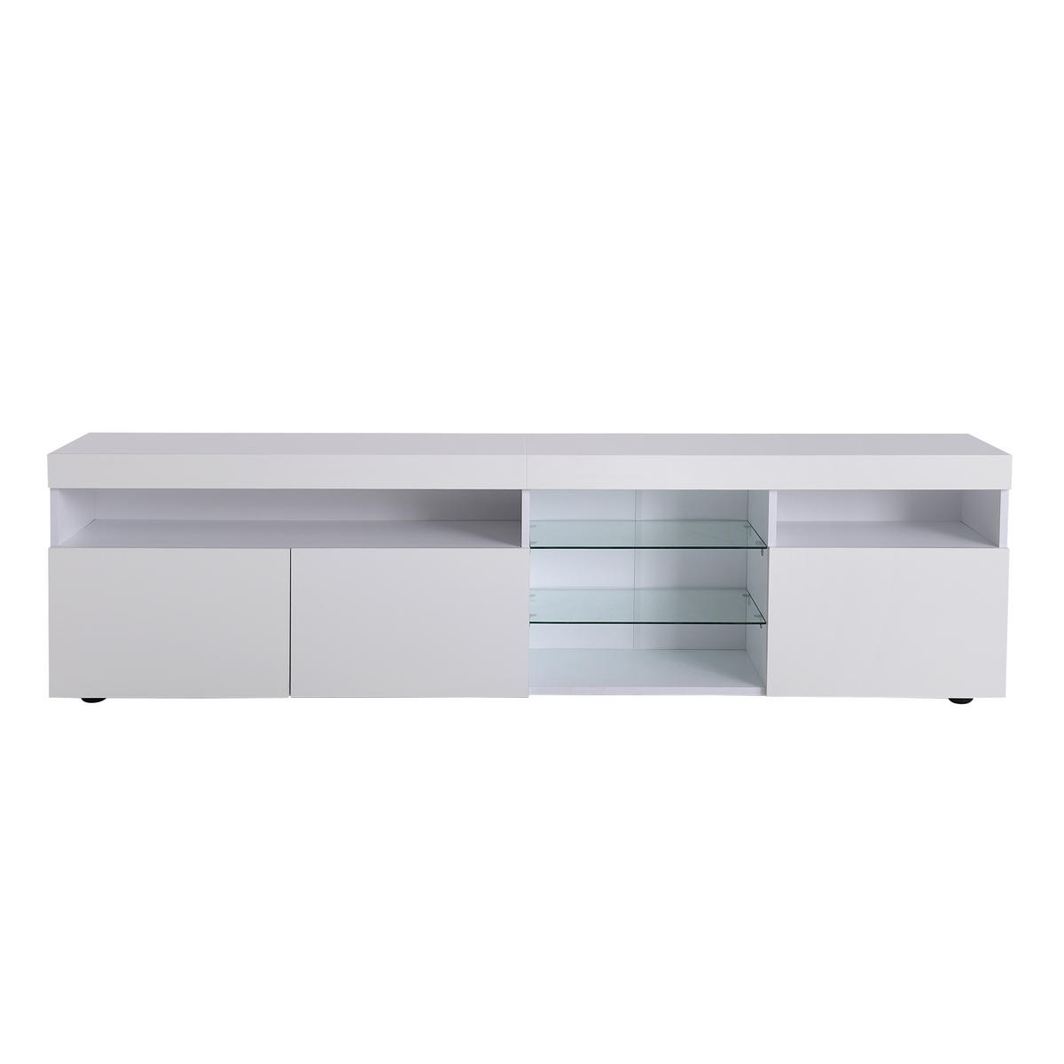 TV-SCHRANK 180/35/48 cm weiß MDF mit variabler LED-Beleuchtung und Glaseinlagen - Weiß, Holzwerkstoff (180/48/35cm) - OKWISH