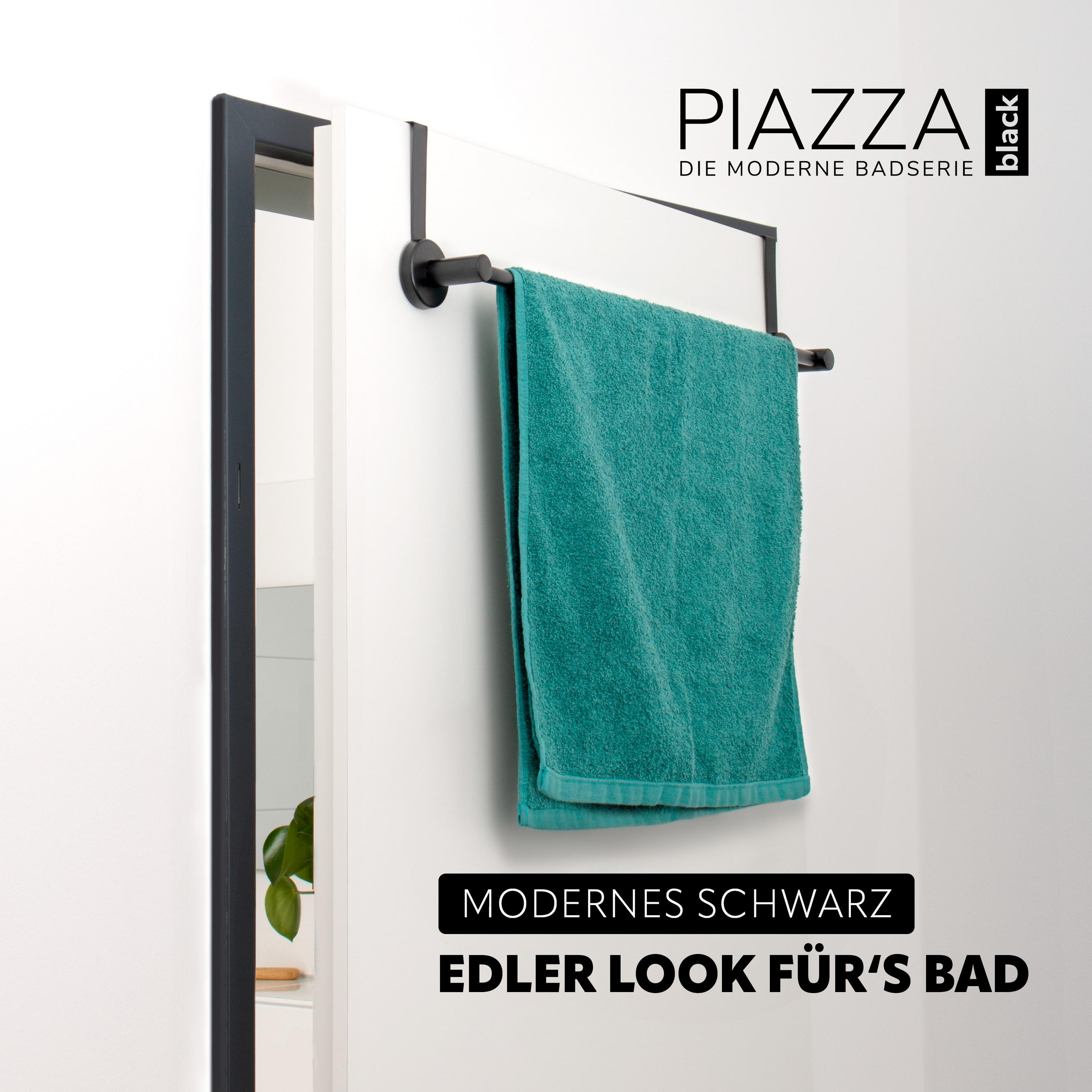 TÜR-HANDTUCHSTANGE PIAZZA BLACK, Edelstahl - Schwarz, Metall (66/6/15cm) - bremermann
