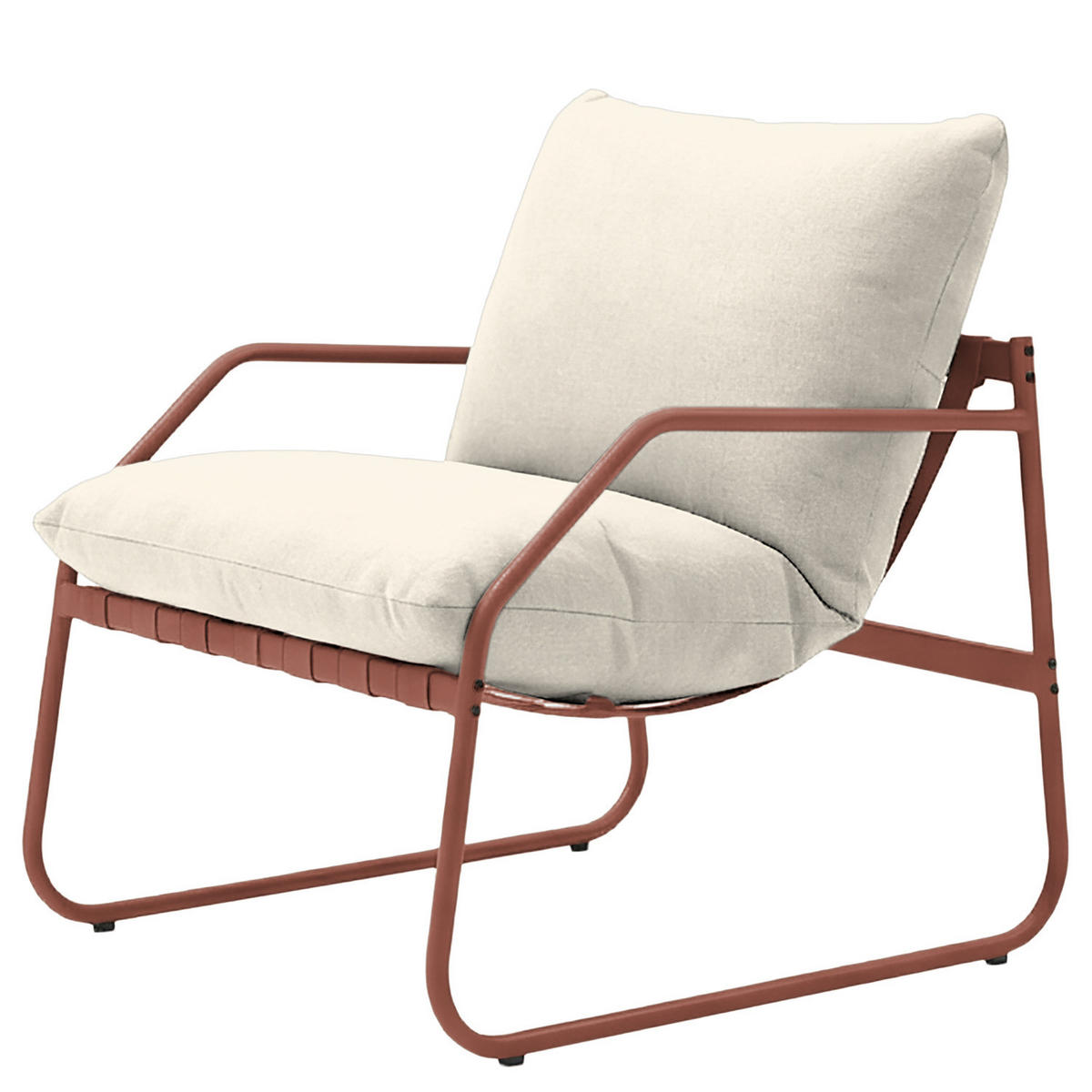 LOUNGEGRUPPE - 4-teilig - Stahl / Webstoff - Terracotta, Glas/Textil - home24