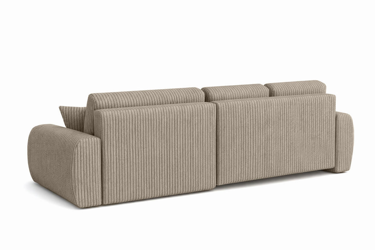 ECKSOFA Mit Schlaffunktion Und Bettkasten L-Form Ivo XL, Cordstoff Poso, Dunkelbeige, Links - Beige, Holz (280/142cm) - Kaiser Möbel