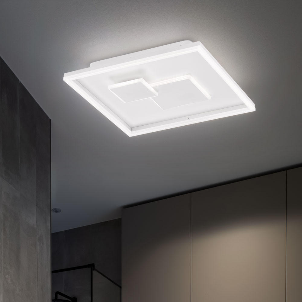 LED DECKENLEUCHTE Weiß 3 Stufen Dimmer - Weiß, Metall (40.5/40.5/6.5cm)