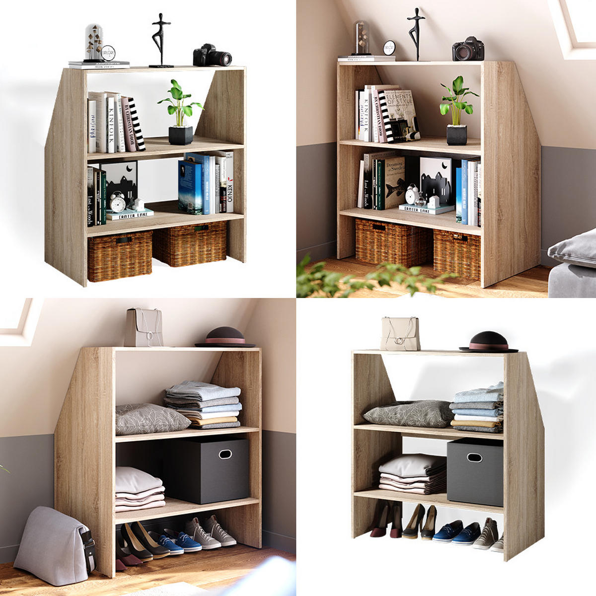 DACHSCHRÄGE REGAL Sonoma 90 x 100 cm - Sonoma Eiche, Holzwerkstoff (90/100/50cm) - Vicco
